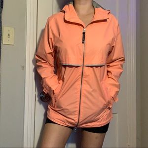 Charles River Coral Reflective Rain Jacket
